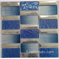 Blue Mix Silver Electroplated Laminated Glass Mosaic